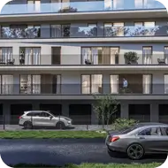 Wizualizacji inwestycji Nad Kamieniczanką Bielsko-Biała Kochanowskiego od strony północnej z lotu ptaka